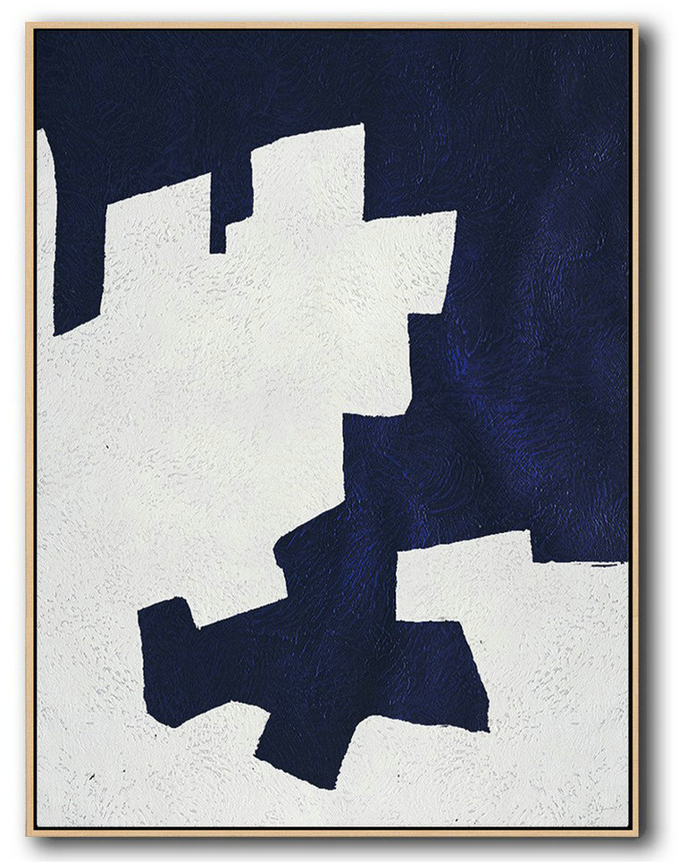 Buy Hand Painted Navy Blue Abstract Painting Online,Large Oil Canvas Art #O8K2